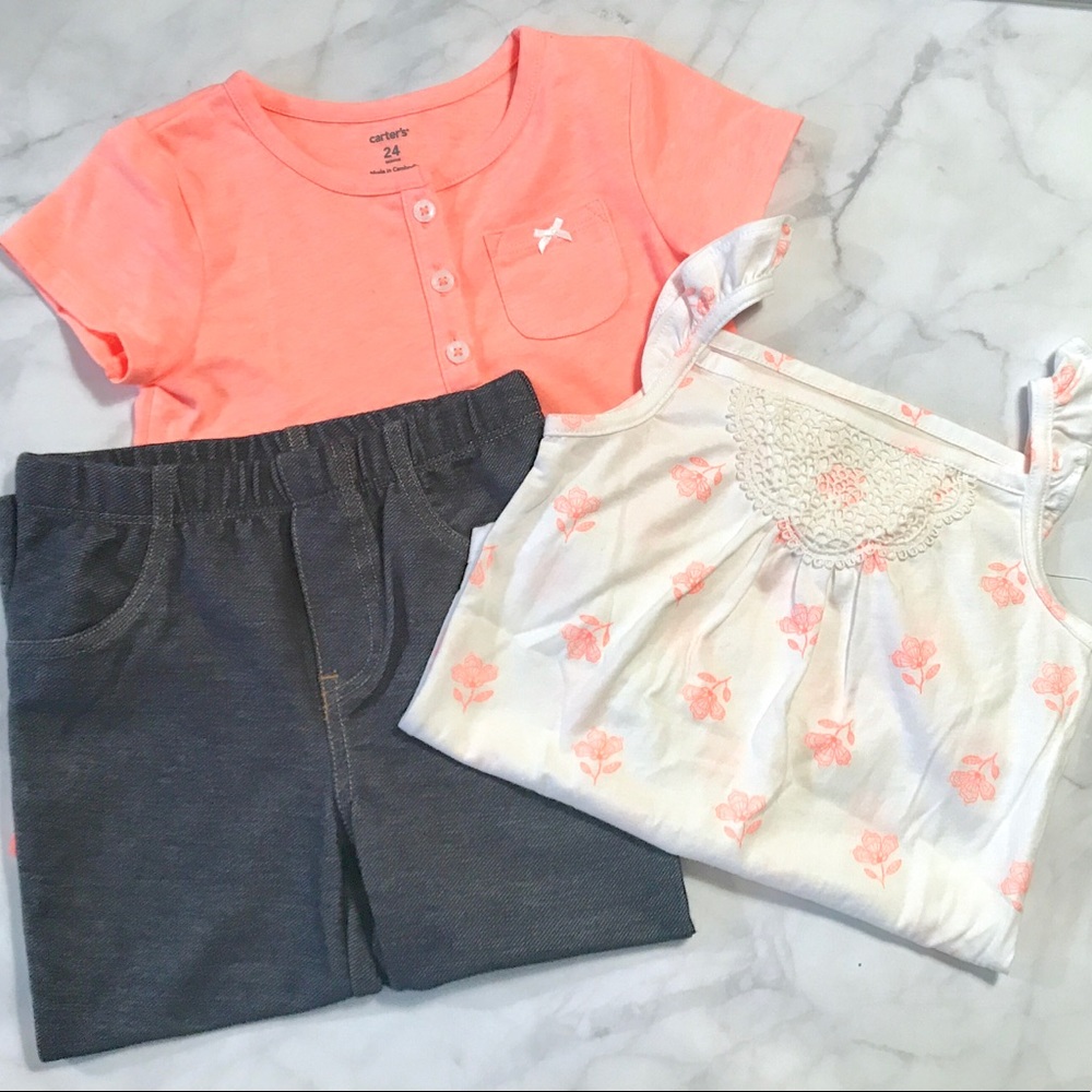 Carter's Three Piece Coral Rose Set