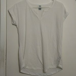 White Old Navy Split Neck Tee