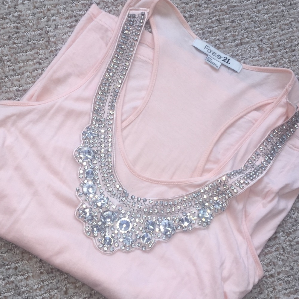 Pink tank with Diamond stone details 💎💕