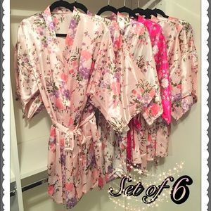 Set of 6 floral kimono satin robes, bridal party