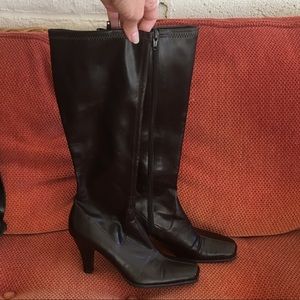 Dark Brown Tall Heeled Boots (for small calves)
