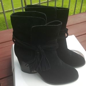 Cute black suade ankle boots