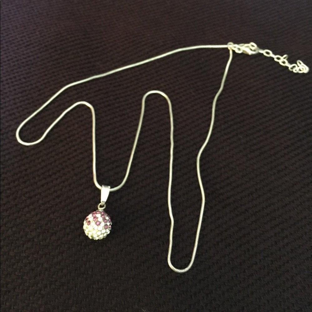 Silver necklace with crystal ball pendant