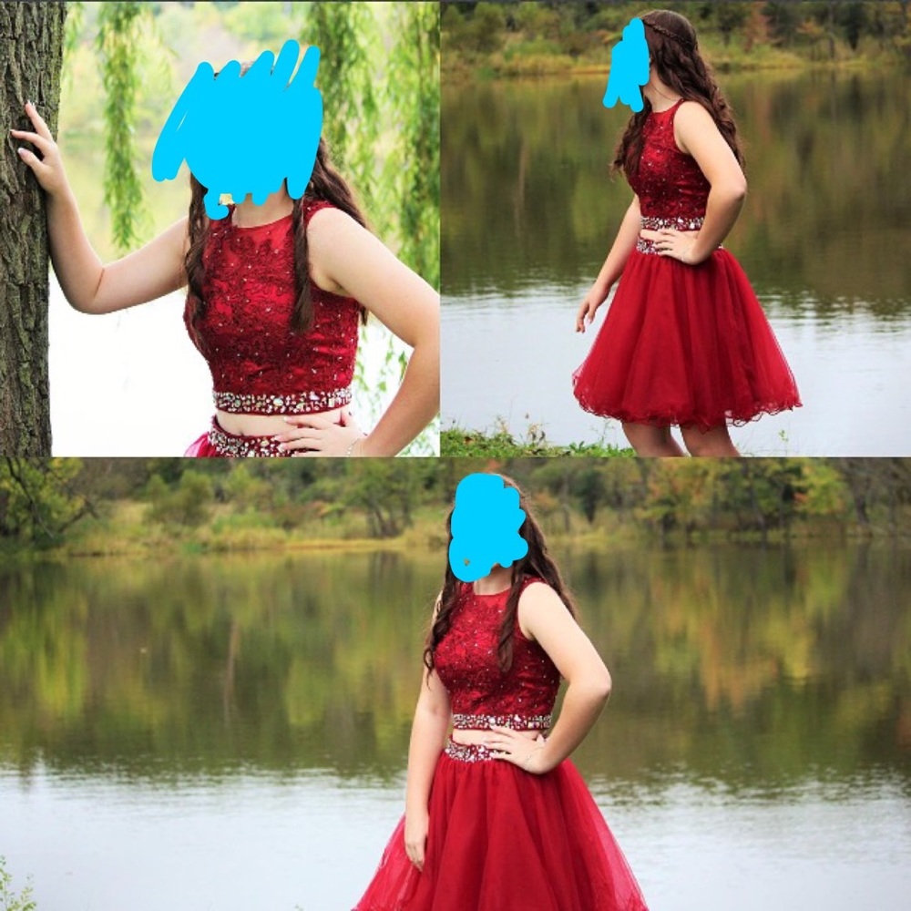 Red two-piece homecoming dress