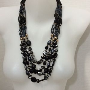 Ann Taylor black gold elegant necklace new