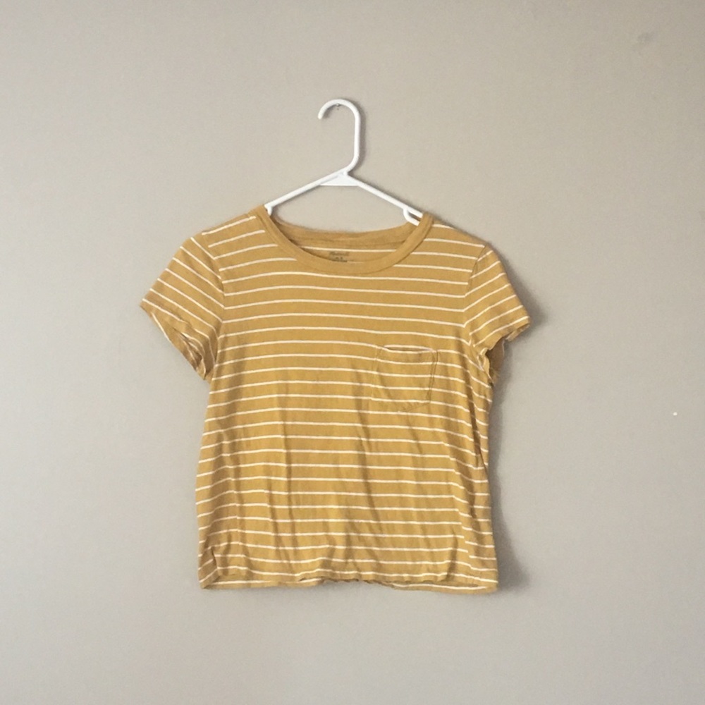 Mustard stripe Madewell top - size small