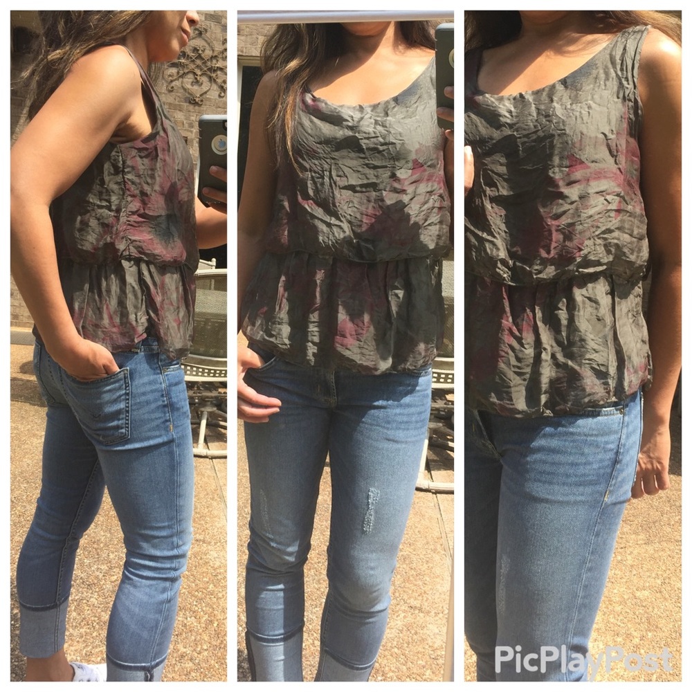 EUC H Trend Italian silk tank top olive green XS-M