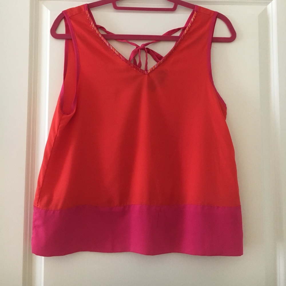 Willy Jay's Pink and Orange Colorblock V-neck