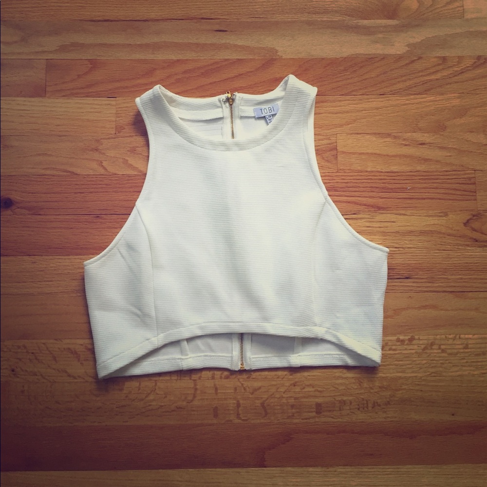 Tobi White Zipper Back Crop Top - Sz L