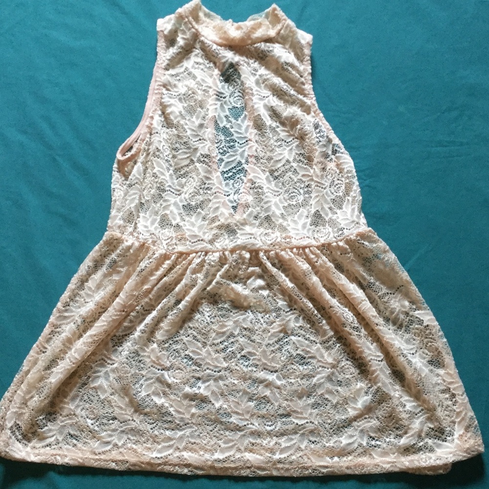 Sheer pink lace top