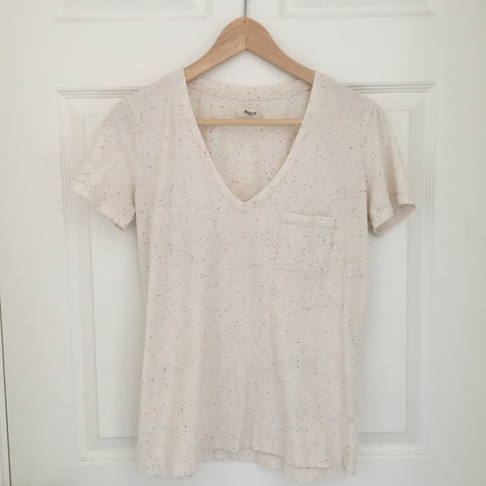 Madewell v-neck pocket tee in Colorfleck