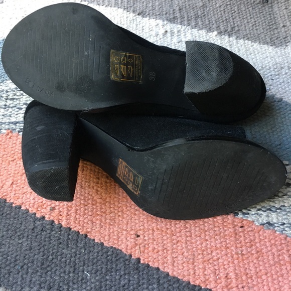 SOLD Sol Sana black peep toe mule shoes 38 7.5 - Picture 7 of 8