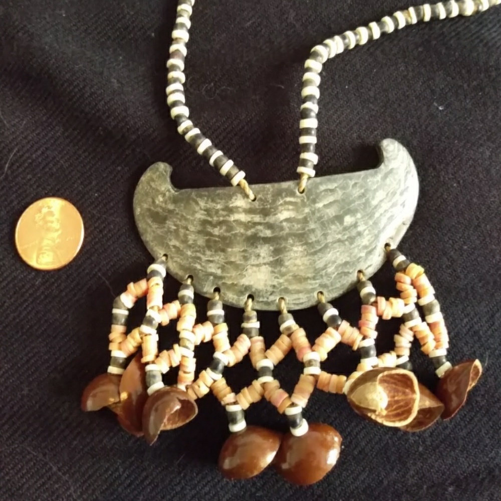 African Shell Statement Necklace - image 2