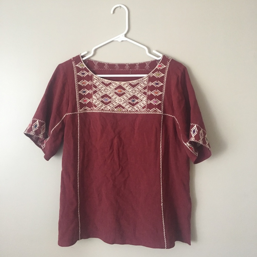 Madewell embroidered tee top - small
