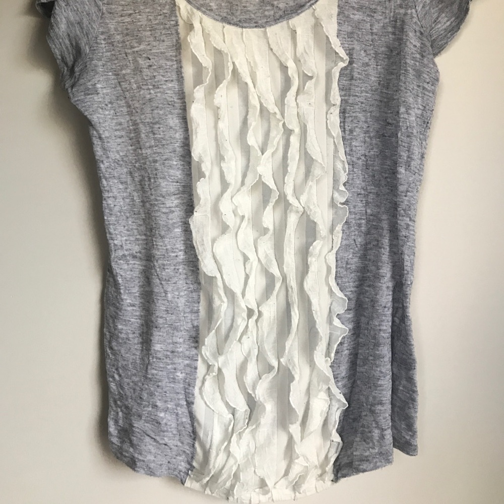 MEGAN Grey Ruffled Top - Picture 2 of 5