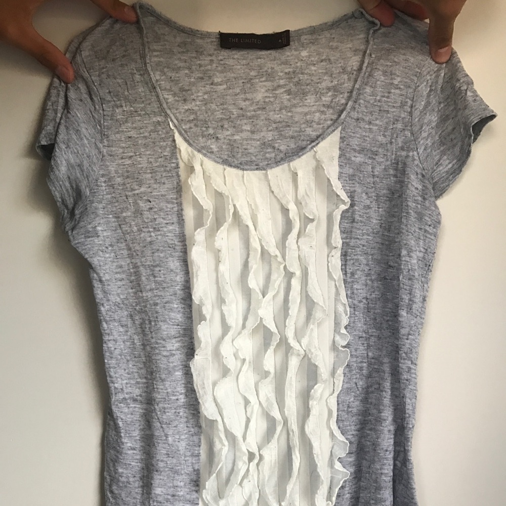 MEGAN Grey Ruffled Top