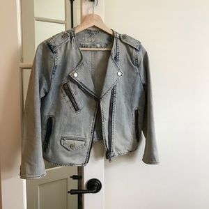 Gap denim moto jacket acid wash