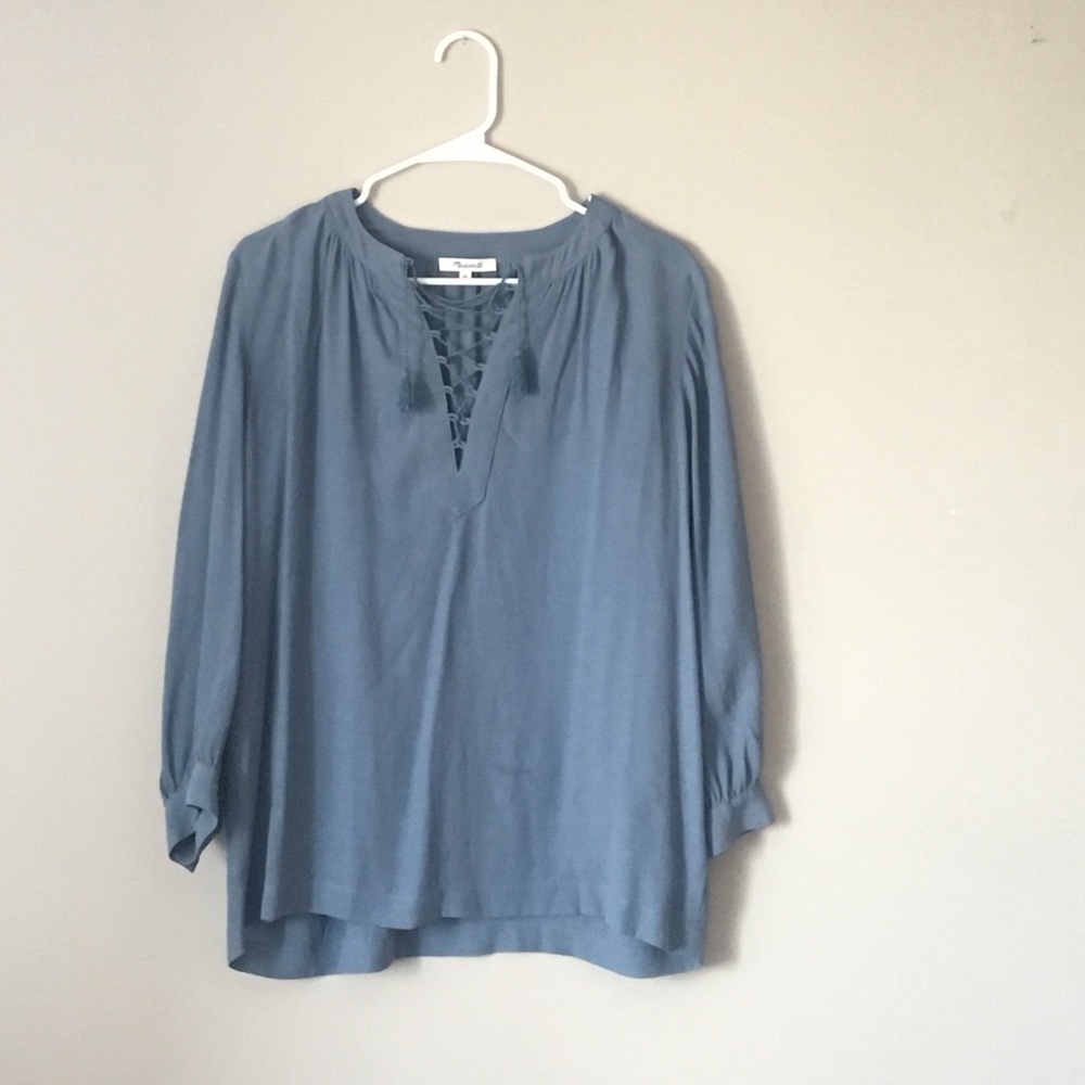 Madewell lace up peasant top - x-small