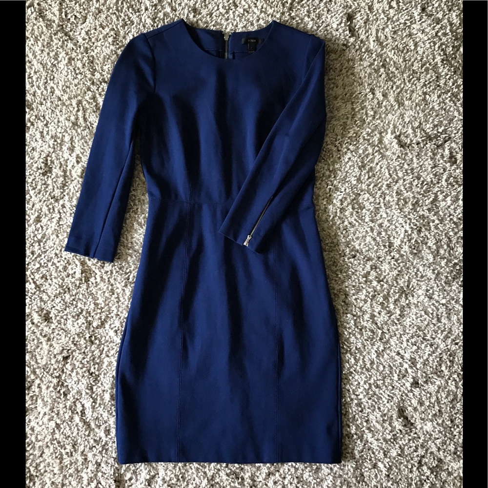J. Crew structured knit zip dress - blue sz. 6