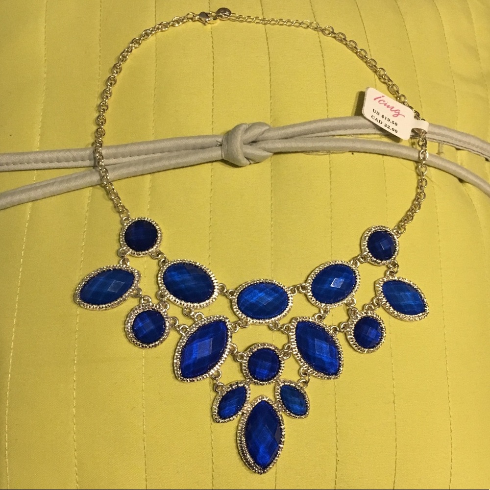 NWT Blue and Silver Statement Necklace