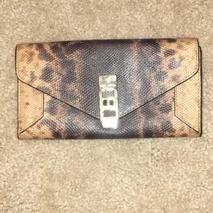 Henri Bendel NY~ envelope brown snakeskin wallet