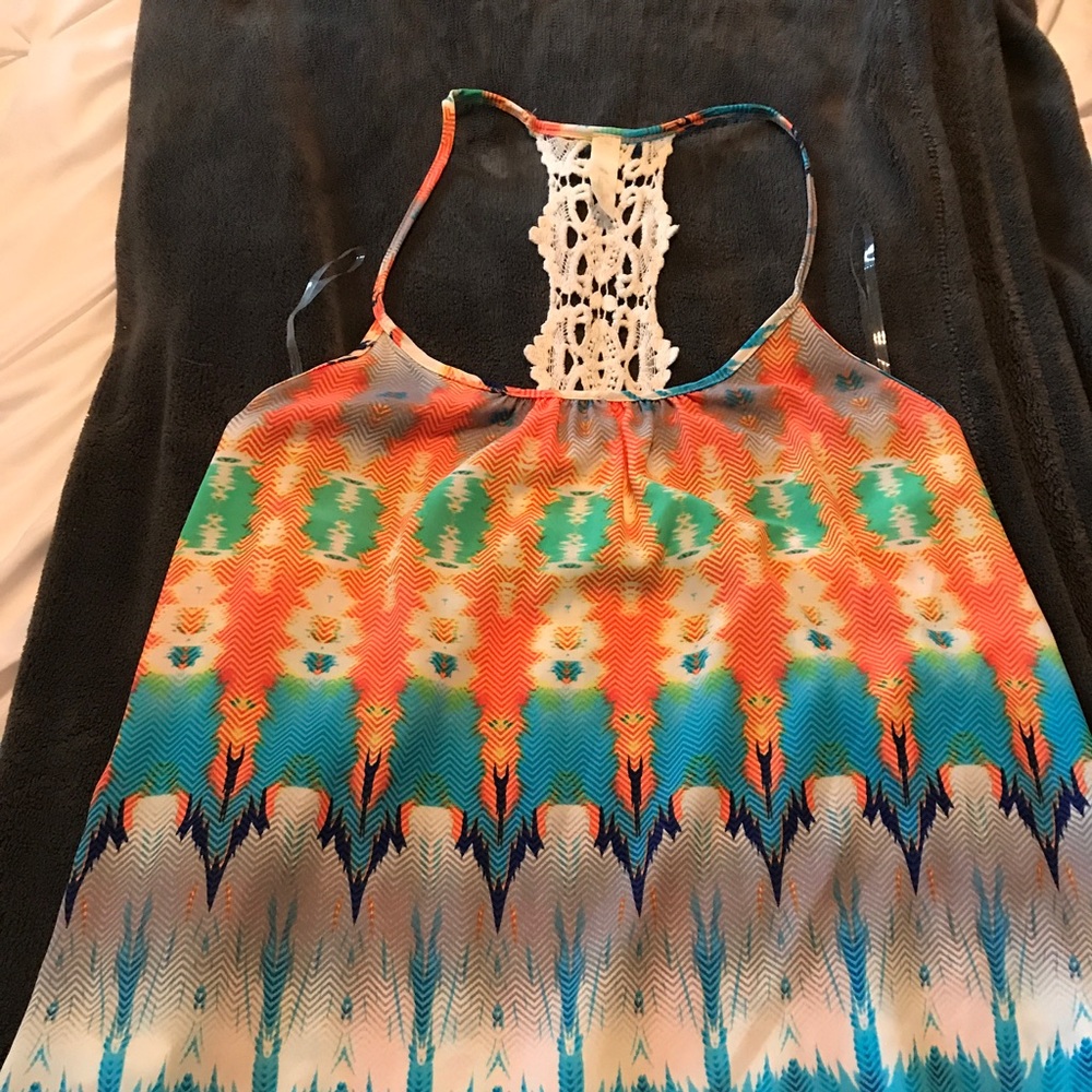 Brightly colored Crocheted Tank Size Medium
