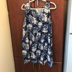 Navy Floral Print Buttoned Sundress