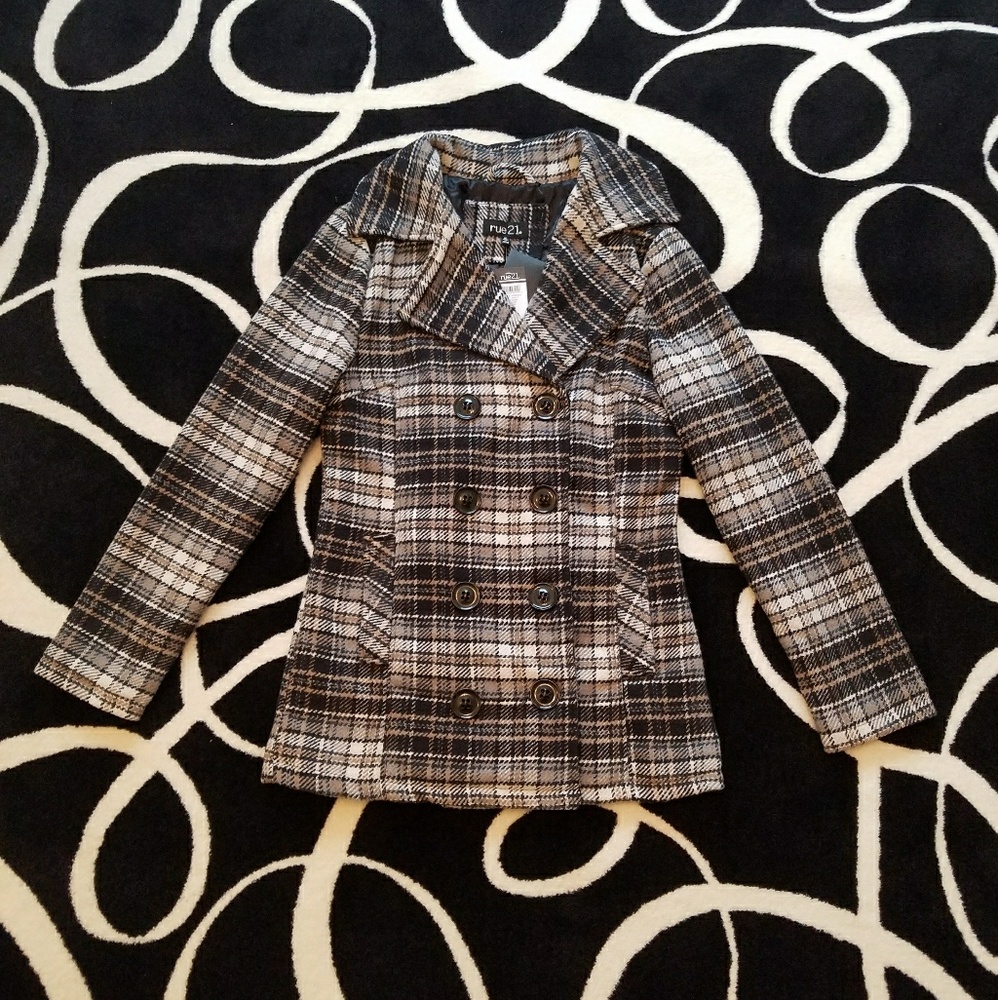 Plaid Pea Coat rue21