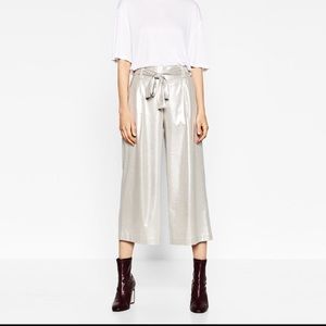 Zara Silver Flowy Troussers