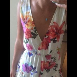 Choies chiffon floral sleeveless romper.