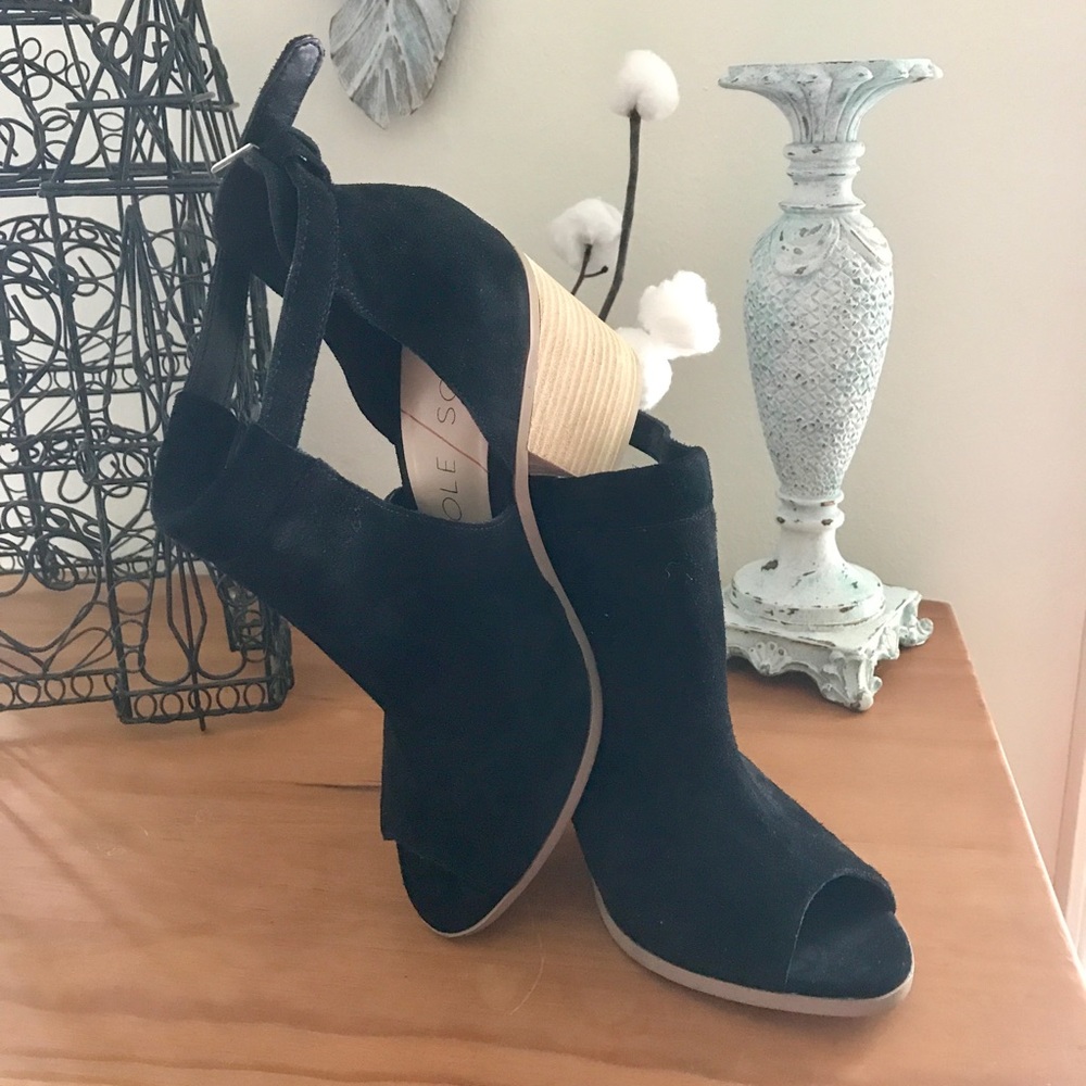 Sole Society Black Open Toe Booties