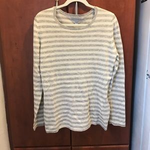Grey and White Striped 100% Cashmere Sweater NWT