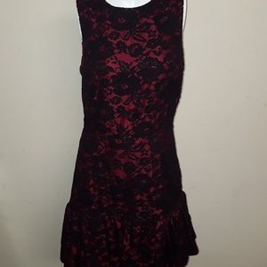 Jill Stewart Red and Black Lace Dress