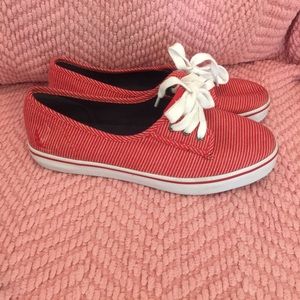 Red and White Stripe Nautica Sneakers size 8.5