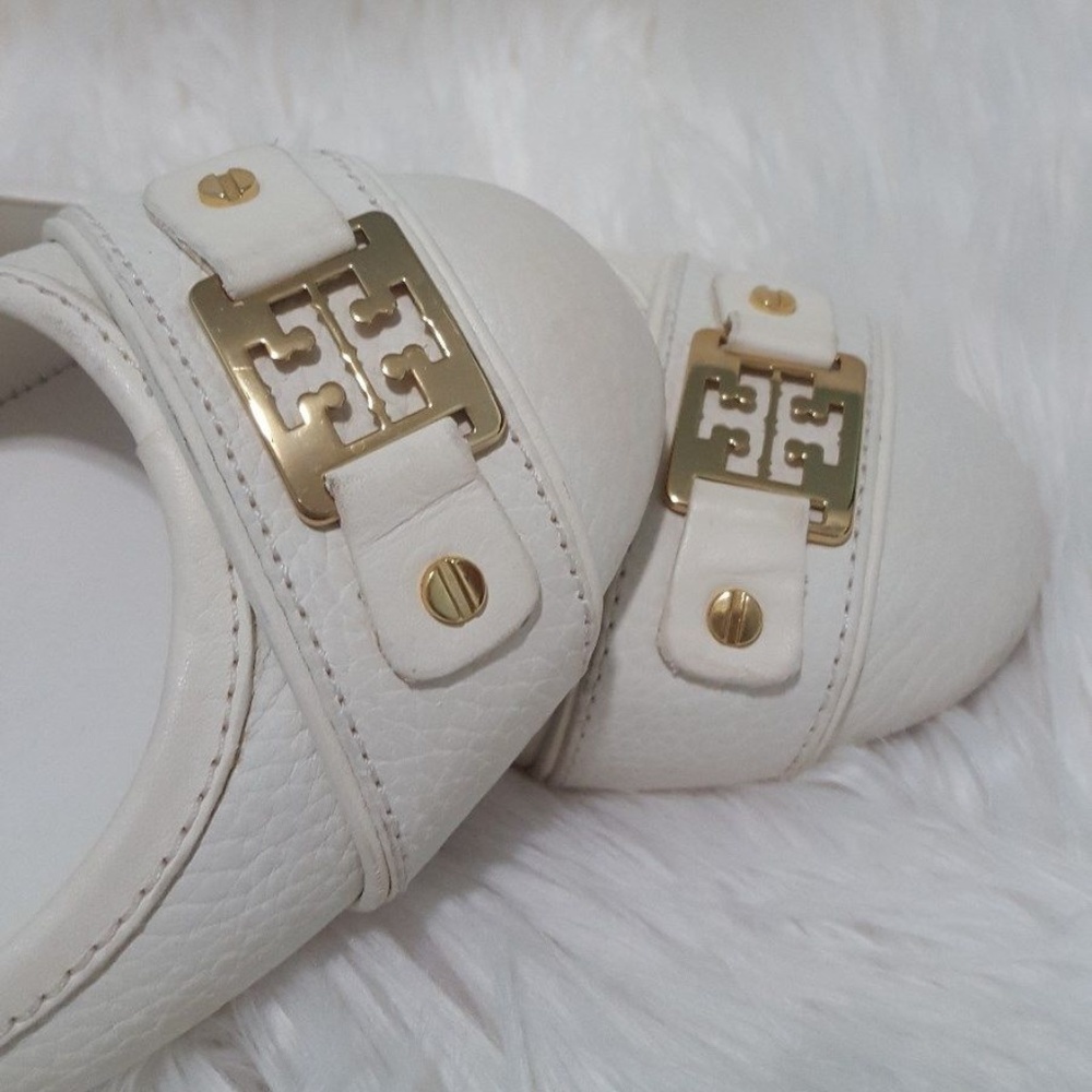TORY BURCH Clines White Leather Ballet Flats Shoes