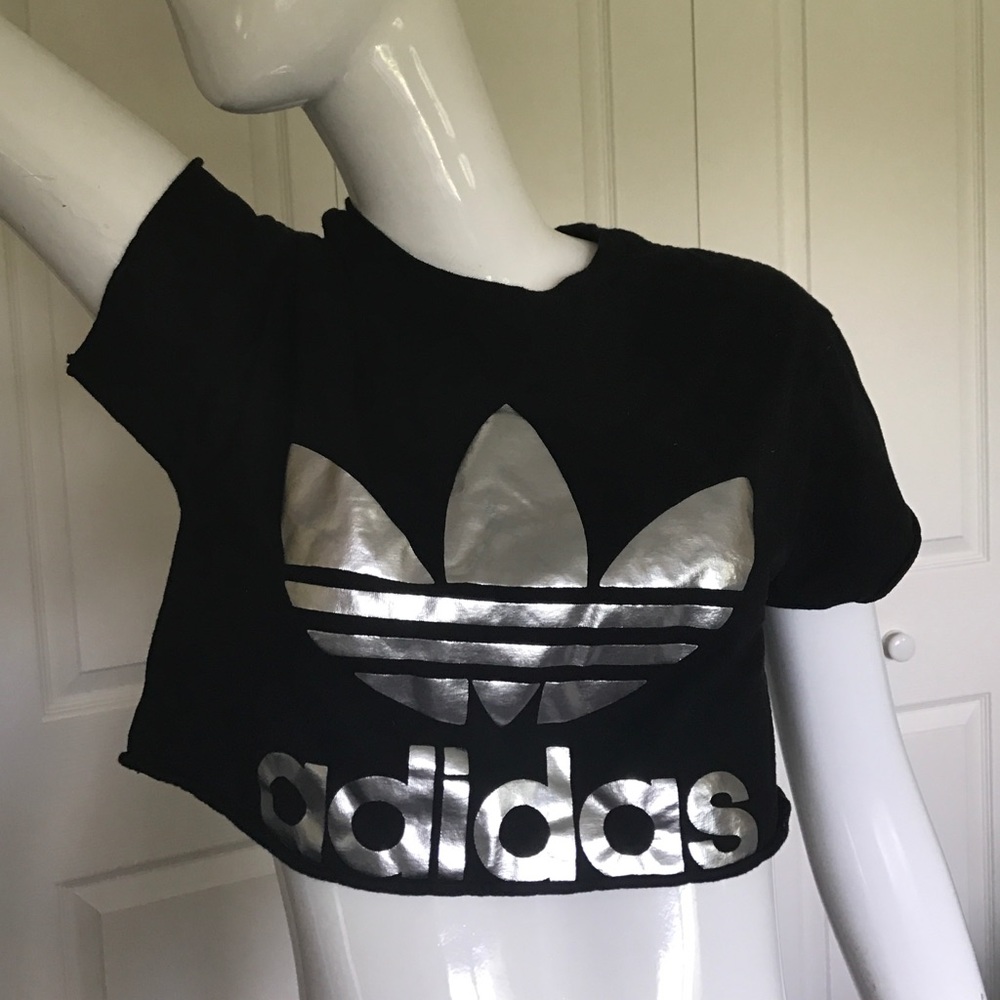 Adidas raw hem crop top