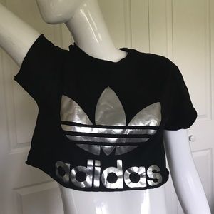 Adidas raw hem crop top