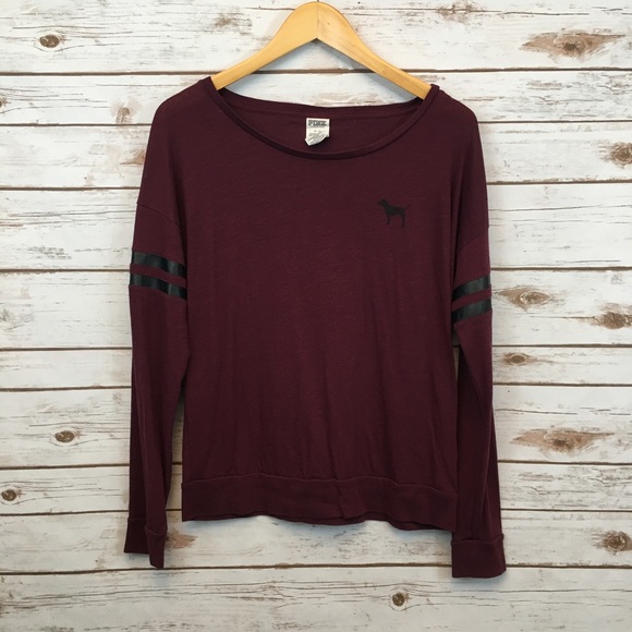 PINK Victoria's Secret Tops - PINK maroon dog logo t shirt