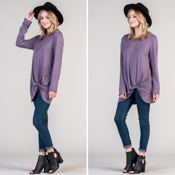 Purple Long Sleeve Tunic - Picture 2 of 4