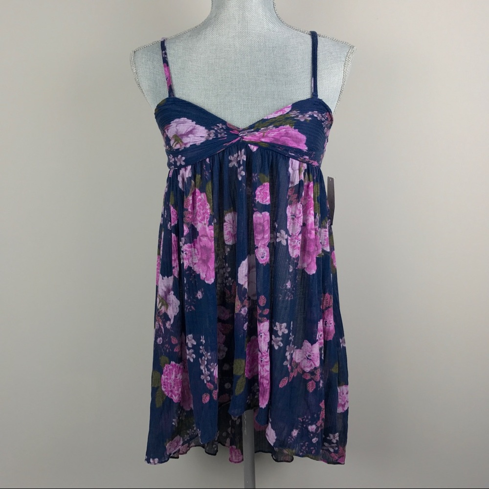 {Free People} Blue Mirage Convertible Floral Top - Picture 4 of 8