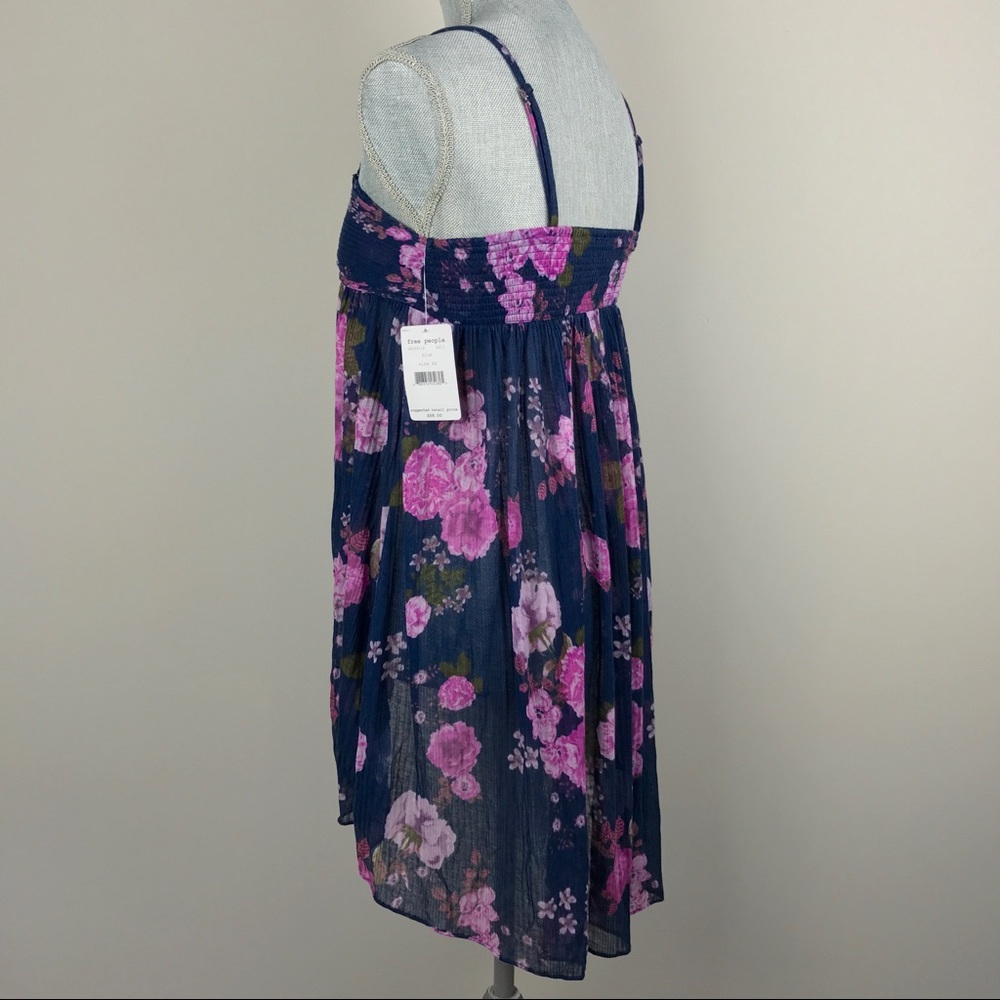 {Free People} Blue Mirage Convertible Floral Top - Picture 7 of 8