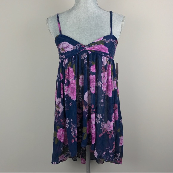 {Free People} Blue Mirage Convertible Floral Top - Picture 4 of 8