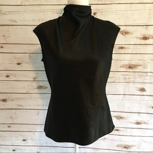 Liz Clairborne Black Mockneck Silky Blouse