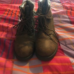 Brown combat style ankle boots