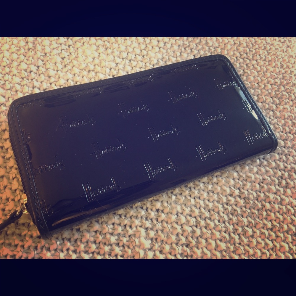 Black Harrods Patent Leather Wallet