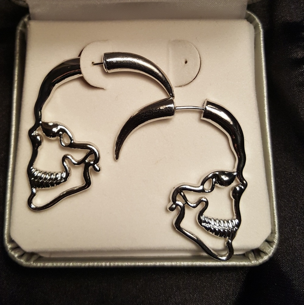 Edgy Silver Skull Earrings