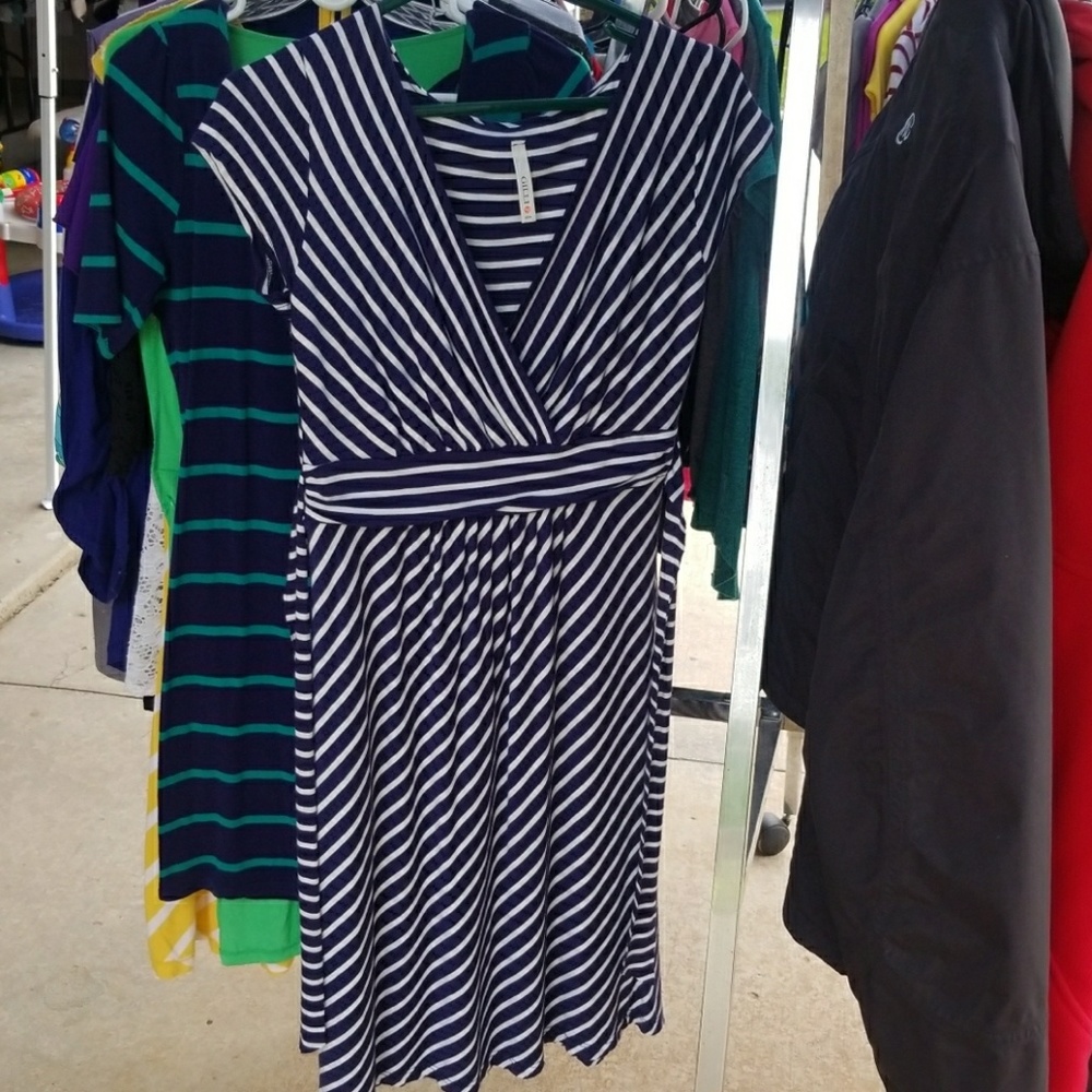 Gillis navy blue striped dress