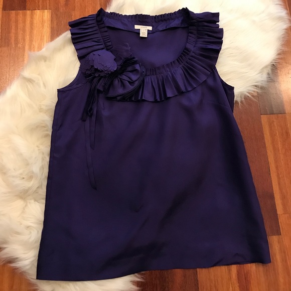 J.Crew silk pleated Posy top - Picture 1 of 4