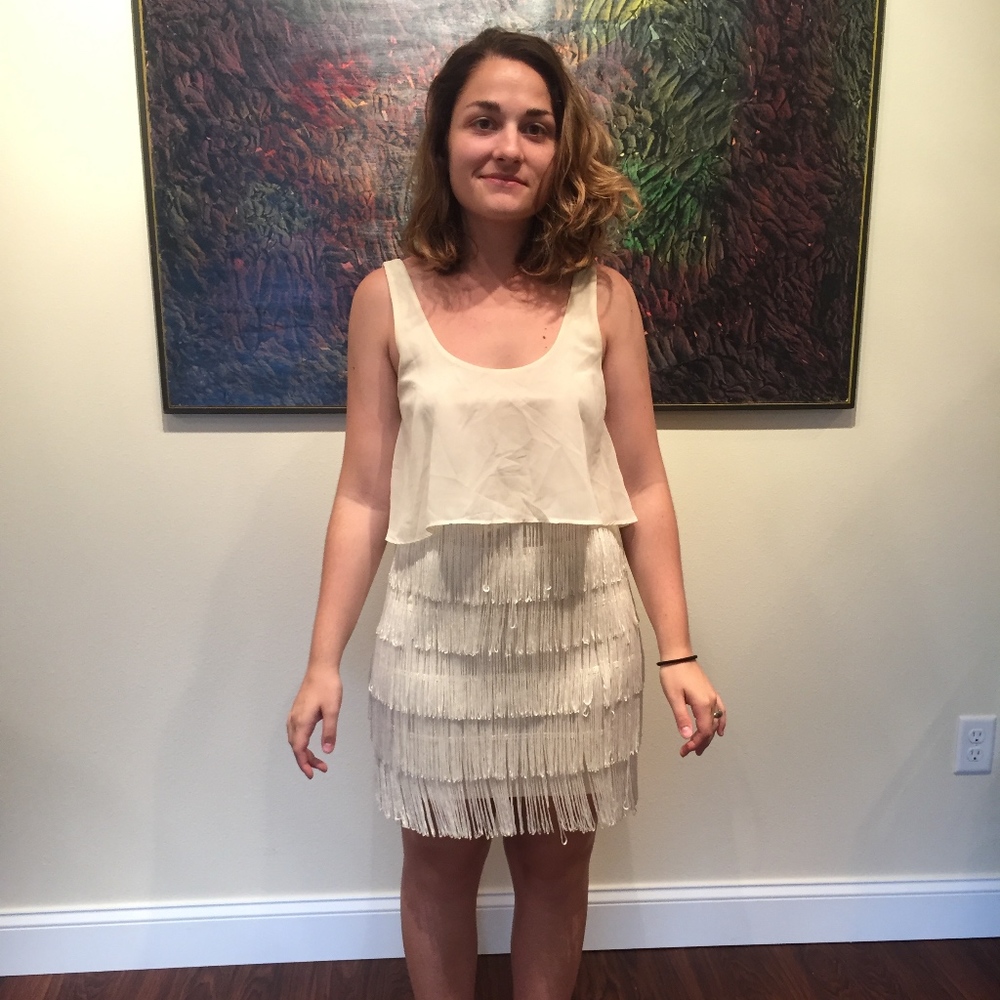 American Eagle White Fringe Dress