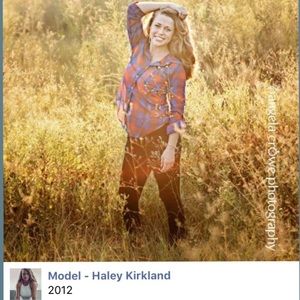 🚫SOLD🚫blue and orange sheer shirt (S)🍊 💙